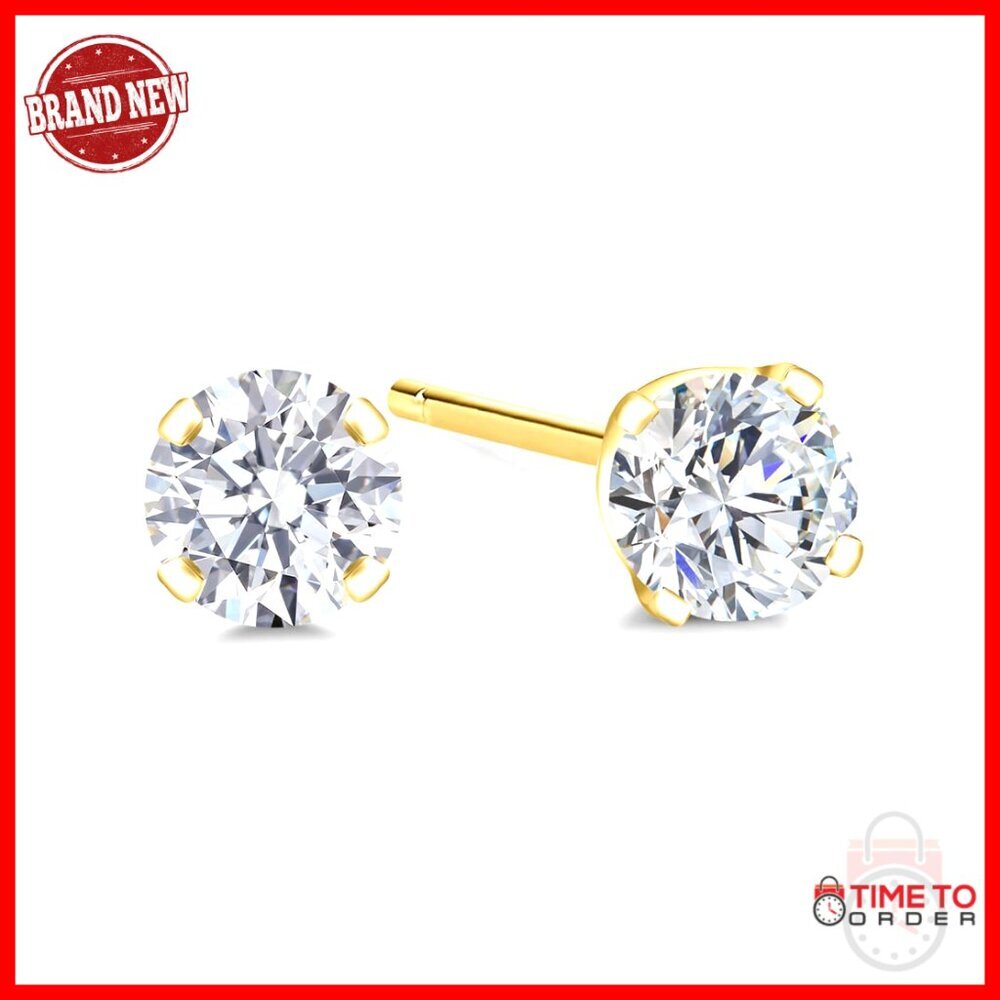 Lab Grown Diamond Stud Earrings 14K Gold E-F VS1-VS2 0.20-6cttw